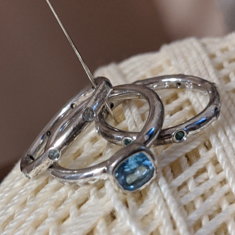 Sterling Silver And Gemstone Stackable Ring Set - image 2